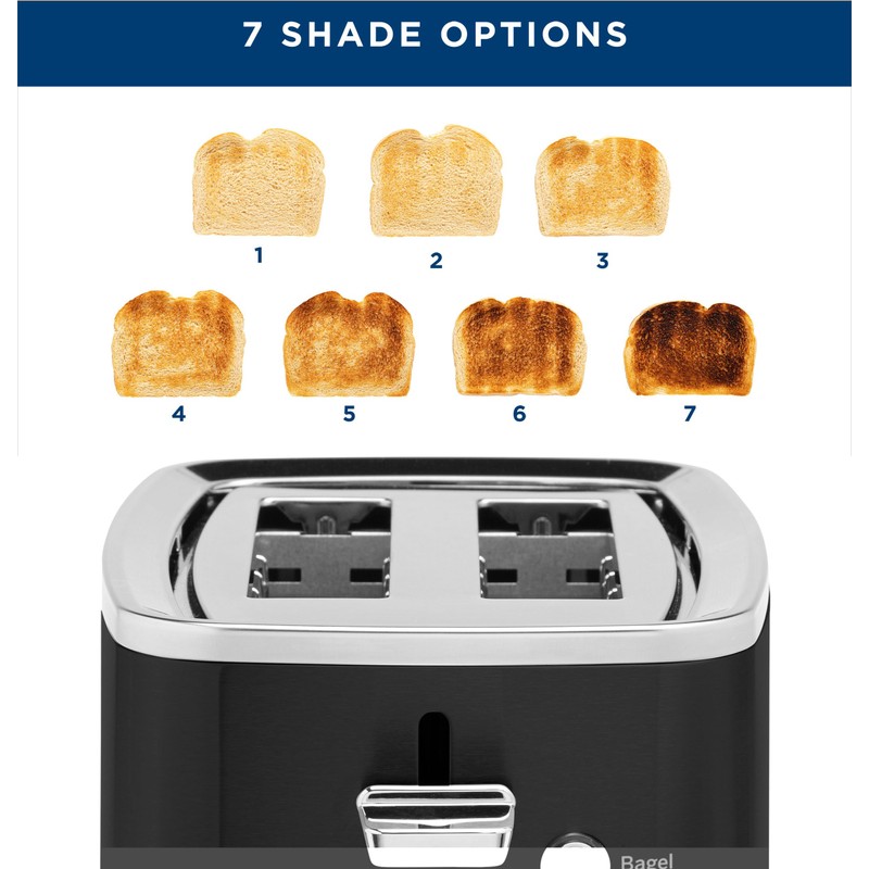 GE 2 Slice Black Stainless Steel Toaster, Extra Wide Slots