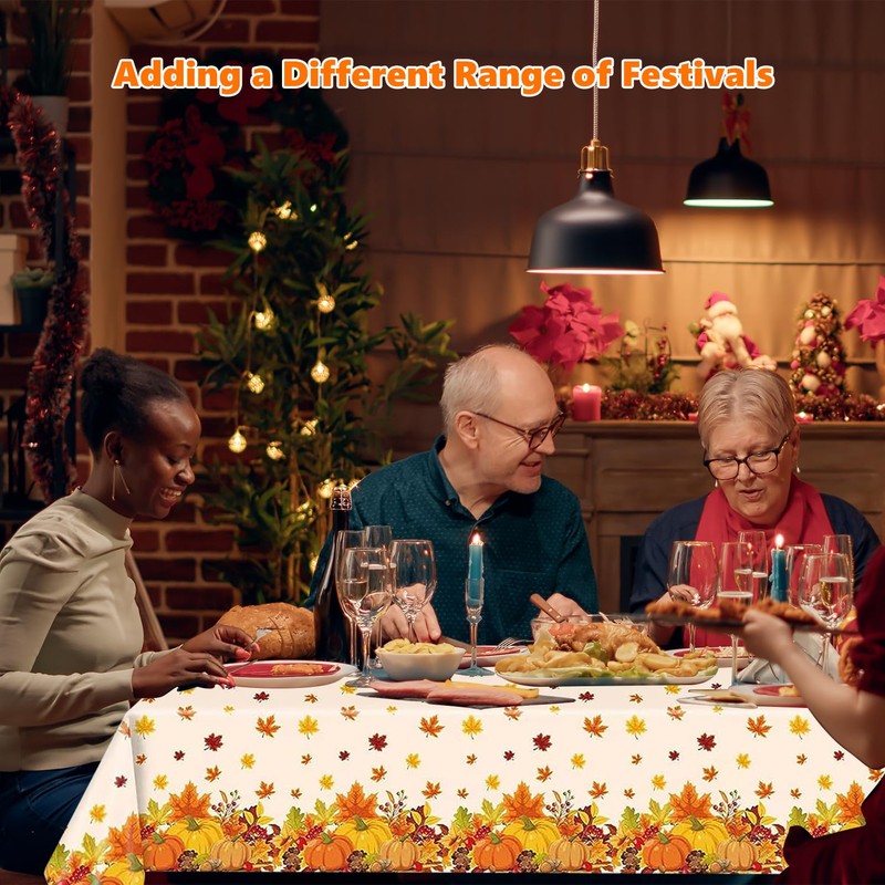 ALLY-MAGIC Thanksgiving Table Cloth, Autumn Table Cloth Plastic Rectangular Plastic