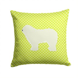 Caroline's Treasures BB3855PW1414 Komondor Checkerboard Green Fabric Decorative Pillow Machine Washable, Indoor Outdoor Decorative Pillow for Couch, Bed or Patio, 14Hx14W