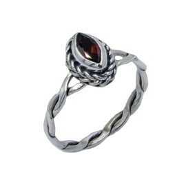 Natural Garnet Gemstone 925 Sterling Silver Handmade Ethnic Tribal Designer Finger Rings for Men and Women Fashion Party Jewellery, Sterling Silver Gemstone, Garnet