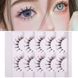 Holzsammlung False Eyelashes, 10 Pairs Glitter Crystal Eyelashes, 20 mm, Fake Lashes, Artificial Eyelashes Set, D Curl Lashes, Faux Fibre False Eyelashes, Wispy Fluffy DIY Natural Eyelash Extension