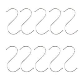 10Pack S-Shaped Hooks, Stainless Steel Heavy Duty Metal Hook for Hanging at Garden, Kitchen, Bathroom, Bedroom, Living Room and Office (L)
