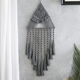 BMIDRUT Hanging Dream Catcher Cotton Woven Macrame Boho Tapestry Wall Art Decor Handmade Tapestry Home Wall Decor Wall Pediment 10.5x28 Inch