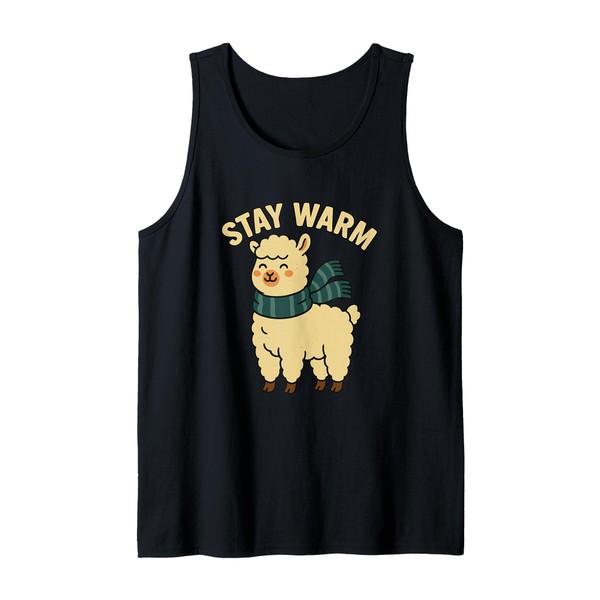 Stay Warm Winter Llama Funny Animal Graphic Tank Top