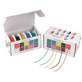 20AWG Electric Wire Flexible Silicone Wires 20 Gauge Stranded Tinned Copper Wire, OD:1.8mm, 5 Colors 19.6ft/6m Each, DIY Electrical Hook Up Wire Kit by Sznnzd™