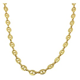 Tendenze-Italy Coffee Bean Necklace 18 Carat Gold-Plated 7 mm Length 65 cm Men's Chain Gold Chain Women's Gift Jewellery, Gold