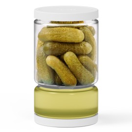 ForTidy Glass Pickle Jar with Strainer Flip for Pickle Lover - 45OZ Leakproof Airtight Juice Separator for Olive, Gherkin or Chilli, BPA Free, Dishwasher and Refrigerator Safe (White, 45 oz*1 pack)