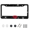 Hurifeng 1 Pack Black Bling License Plate Frame with Red