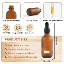 NOOEEISS 12 Pcs, 2oz Dropper Bottle, Amber Glass Eye Dropper Bottle, Tincture Bottles with Dropper, Pretty Finish, Leak-Proof Design, Stronger Suction for All Kinds of Mixed Liquids