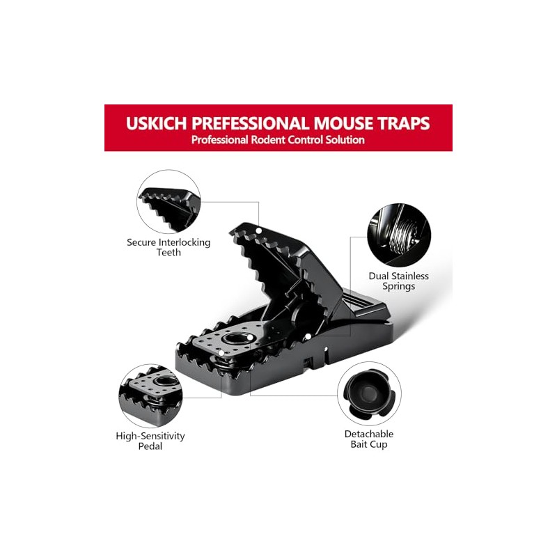 USKICH 8 Pack Mouse Traps Indoor for Home, Mouse Trap