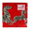 Caspari Zebras Paper Cocktail Napkins in Red - Four Packs