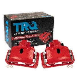 TRQ Rear Performance Brake Caliper Set Red Compatible with 2007-2009 Chrysler Aspen 2004-2009 Dodge Durango 2002-2010 Ram 1500 2003 Ram 1500 Van Ram 2500 Van Ram 3500 Van 2011-2018 Ram 1500