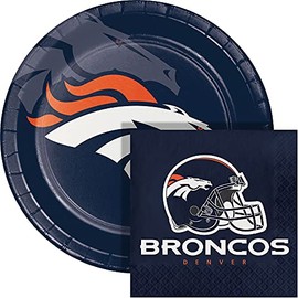 Denver Broncos Paper Plate and Napkin Party Kit, 48 ct