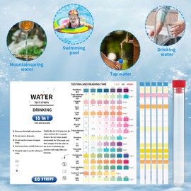 50 pieces 16 in 1 drinking water test strips, water tester drinking water, water hardness test strips, pH test strips pool, Legionella test - drinking water test tape for easy testing of water quality