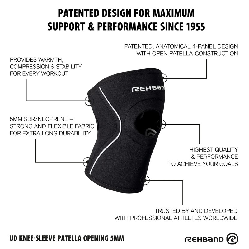Rehband Patella Knee Support 5 mm Neoprene, Supportive Knee Support