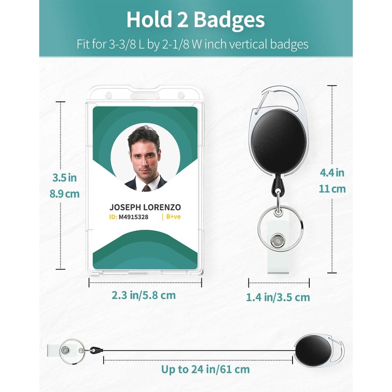 Pawfly 2 Pack Vertical 2-Card Badge Holder with Thumb Slots
