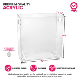 Stock Your Home Acrylic Magazine Holder - Crystal Clear Holder - Shatterproof - Open Top - Space Saver - For Magazines, Publications, Office Desk, Reception, Waiting Room