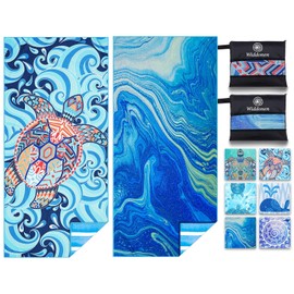 2 Pack Microfiber Lightweight Beach Towel Sand Free Quick Dry Absorbent Thin Compact Towels for Swimming Pool Camping Beach Accessories Large Easy Pack Travel Things for Vacation Essentials Gift