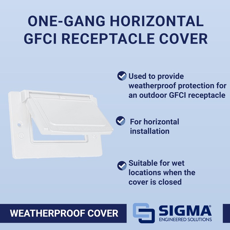 SIGMA ENGINEERED SOLUTIONS 14249WH Weatherproof Outdoor GFCI Outlet Cover, White,