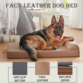 MixPet Dog Beds Orthopedic Faux Leather Medium Dog Bed Waterproof Bolster 32 * 24 in