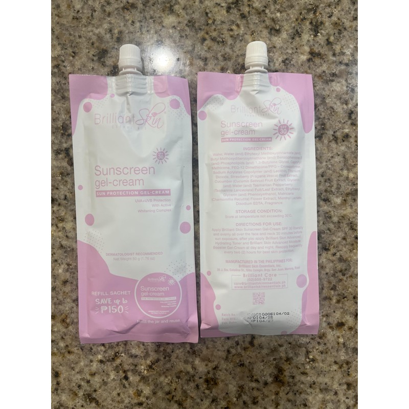 Brilliant Skin Sunscreen Gel-Cream Refill Sachets, 50g, Pack of 2