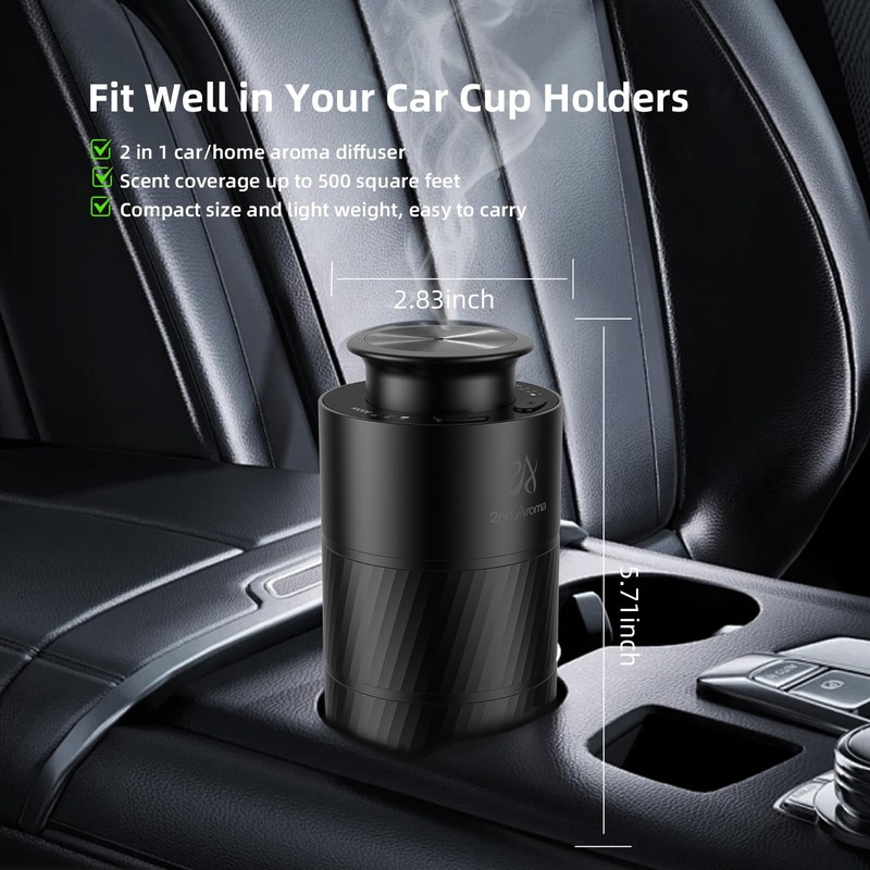 2ndAroma Waterless Car Oil Diffusers with 20ml Essential Oils, Aluminum