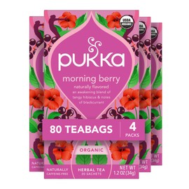 Pukka Herbal Organic Morning Berry, 80 Total Tea Bags (20ct - Pack of 4)