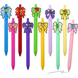 10Pcs Bow Pens Novelty Gel Pens Coquette Aesthetic Colorful Bowknot kawaii Black Ink Pen Funny Ballpoint Pen Bulk Cute Bows Student School Office Supplies Birthday Party Favor gifts for Girls Women