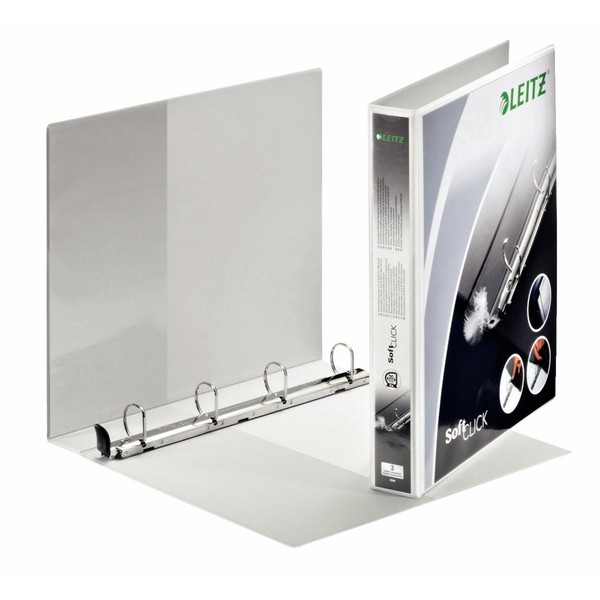 Leitz 4 Ring Binder, Holds up to 230 Sheets, SoftClick Range, 44 mm Spine, 42010001 - A4, White