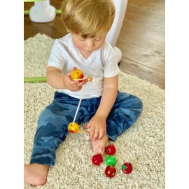 PoppyBabyCo Wooden Apples 4 sorts Lacing Toy