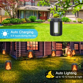 SHEDALED Solar Lantern Outdoor Lights 4 Pack, Upgraded Flickering Flame Solar Lanterns Lights Outdoor Waterproof, Hanging Lantern Decorative, Solar Powered Lanterns for Yard Patio Path Garden Decor