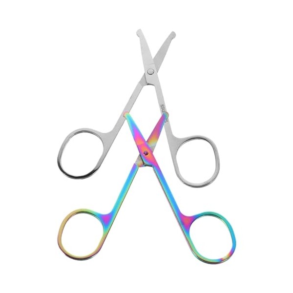 Rounded Tip Nose Hair Scissors Set 2 Pcs Stainless Steel