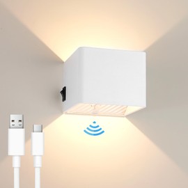 GeyouLux GeyouLux 3000mAh Akku Wandleuchte mit Bewegungsmelder Innen 5W LED Wandleuchte Ohne Stromanschluss,USB Aufladbare Wandbeleuchtung 3000K Magnetische Wandlampe mit Schalter fr Schlafzimmer Wohnzimmer