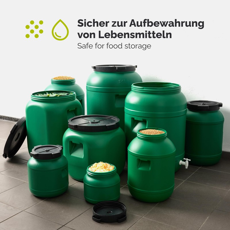 Garronda Wide-Neck Barrel 20 Litre Plastic Container with Lid GD-0142