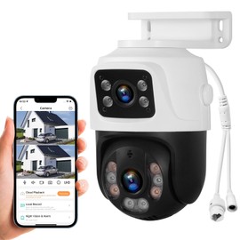 TOWODE 6MP PoE Security Camera with Dual-Lens, Surveillance IP Cam Outdoor Indoor for home, Person Detection, Work with PoE Security Camera System, Color night vision,Two Way Talk,Auto Tracking