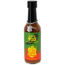 If You Dare | Code 910 Hot Sauce | Medium Heat | Delicious on Pizza, Hamburgers, Tacos, Burritos, Grilled Meats, Baked Potatoes, Chili | Simple Ingredients | Made in Nebraska | 5.5 oz Bottle | 6 Pack