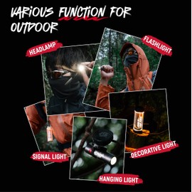 VSGO 5-in-1 Wiederaufladbare Campinglaterne, Pocket Ranger Firefly EDC Tragbare Lampe, Wasserdichte Leichte Stirnlampe, Mini-Taschenlampe, Umgebungslicht für Outdoor, Wandern und Notfälle