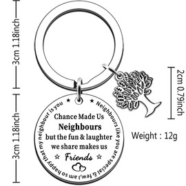 JMIMO Neighbours Gifts Neighbours Keyring Keychain for Women Men Chance Made Us Neighbours But The Fun & Laughter We Share Make Us Friends