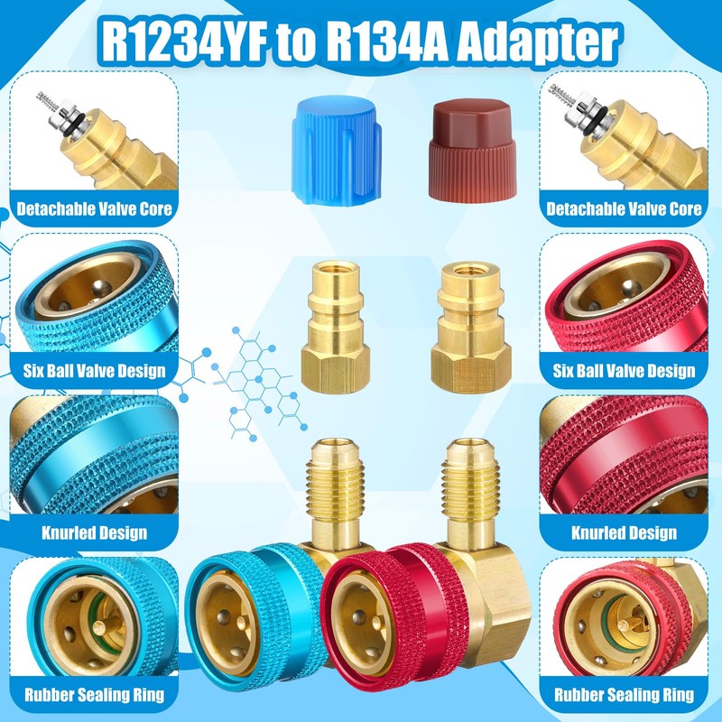 Tandefio R1234yf Adapter R1234yf to R134a Quick Coupler High Low
