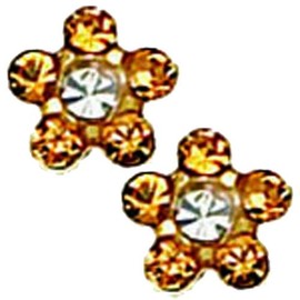 Inverness 24K Gold Plated Piercing Earrings - November Topaz with Crystal