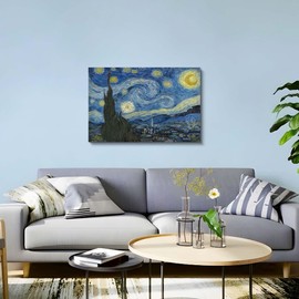 the stream design Starry Night Painting Wall Art: Van Gogh Canvas Picture Textured Reproduction Print Famous Artwork Abstract Landscape Living Room Bedroom Office Decor