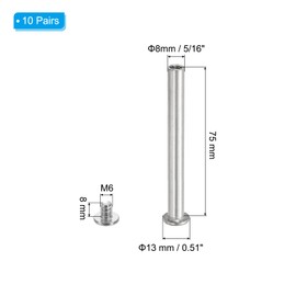 PATIKIL Hex Chicago Screws, 10 Set Binding Screw Posts M6 x 75 mm Connecting Hex Drive Socket Cap Bolt Nuts for Scrapbook Leather Belt Album Photo Furniture Repair, Silver