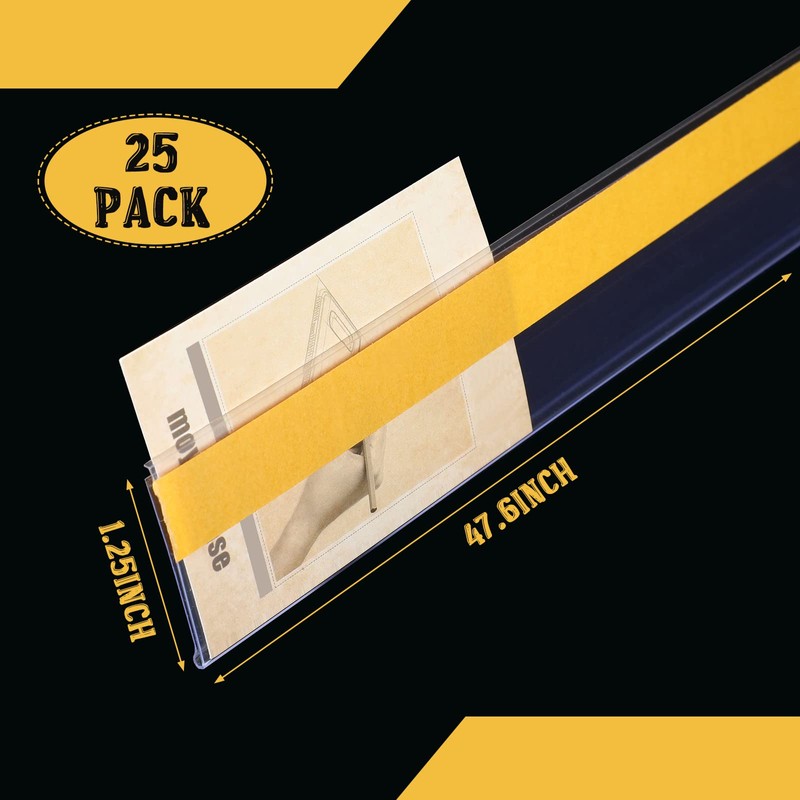 Fainne 25 Pcs Shelf Label Strips 1.25''H x 48"L Self