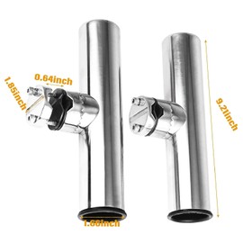 NovelBee 4pcs Stainless Steel Clamp on Fishing Rod Holders with Black Rubber Insert for Rails 7/8" to 1"