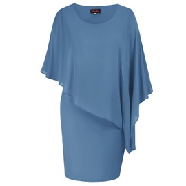 Hanna Nikole Women's Plus Size Chiffon Shawl Dress Slim Bat Sleeve Cocktail Party Midi Dress 2XL