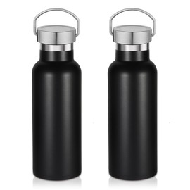 Leraverppy 17oz Stainless Steel Water Bottle,Leak-Proof Sweat-Proof Travel Bottle,Double Wall Vacuum Thermos,Portable Insulated Cup,Reuseble Metal Bottle for School Sport Hiker Kids,Black(2Packs)