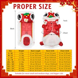 LEIFIDE Lion Dance Dog Costume Chinese New Year Pet Costume with Sequins Chinese Lion Dance Cloth Dog Clothes Hoodies Coat for pet New Year Spring Festival Dress up(Small,Red)