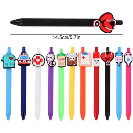 vesaneae 12 Pcs Cute Nurse Pens, Funny Doctor Nurse Pens, 0.5mm Tip Black Ink Ballpoint Pens, Retractable Essentials Pens Writing Instruments for Nurses Medical Assistants Healthcare Workers