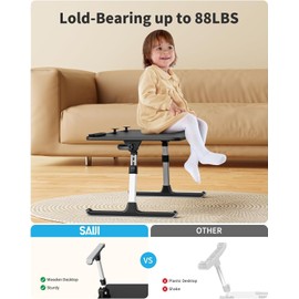 SAIJI Height & Angle Adjustable Laptop Stand for Bed, Lap Desk Bed Tray Table, Light Weight Foldable Portable Laptop Table for Couch Sofa Chair Floor Desk for Adults, Kids (Black)