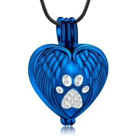 QGJNSGC Pet Cremation Urn Necklace Heart Shape Paw Print Keepsake Necklace for Pet Dog Cat Ashes